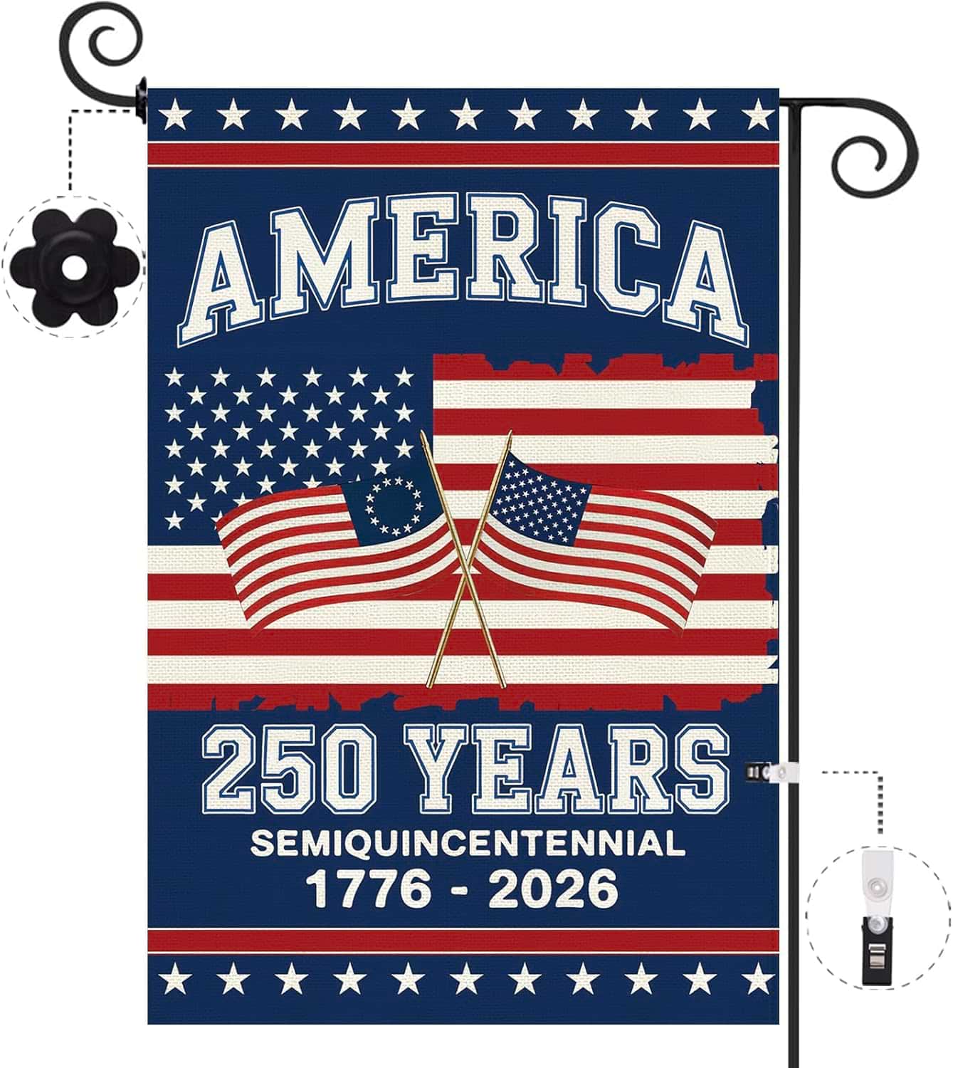 Baccessor 250th Anniversary America Garden Flag, Double Sided, 12.5 × 18 Inches
